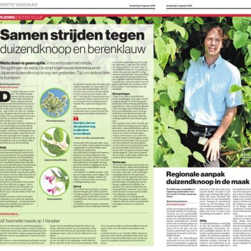 Groenspecialist Walter van Dijk in dagblad Tubantia over invasieve plantensoorten