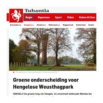 Wethouder hijst de ‘Green Flag’ in Weusthagpark